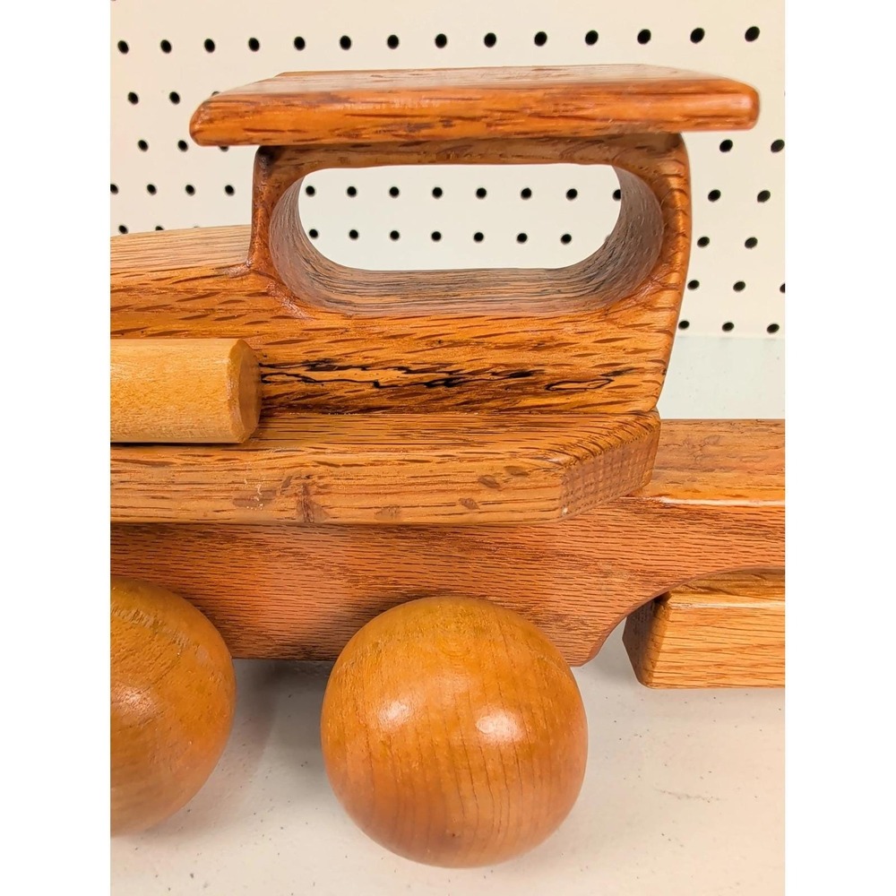 Vintage Handmade Wooden Toy Motor Grader Adjustable Blade - Picture 7 of 10